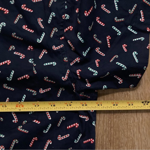 Men's Christmas Navy Blue Candy Cane Print Shirt Size Medium | Holidays - Picture 6 of 10